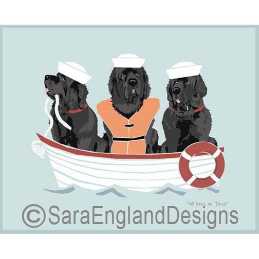 Newfoundland - All Paws On Deck - Four Versions - Black