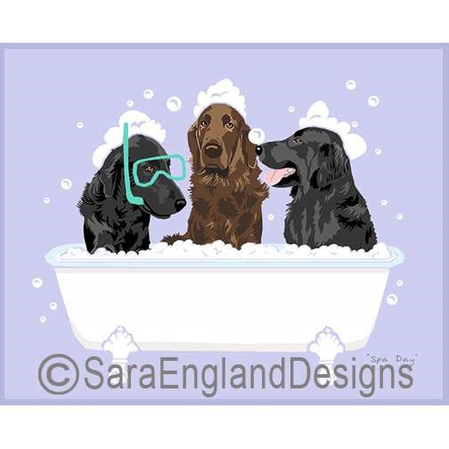 Flat Coated Retriever - Spa Day - Two Versions - Mixed