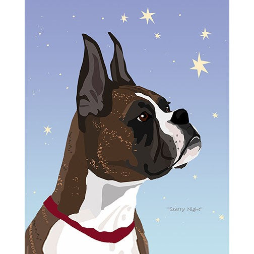 Boxer - Starry Night - Four Versions - Cropped Brindle