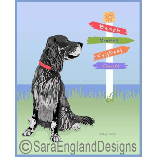English Setter - Lucky Dog - Two Versions - Black