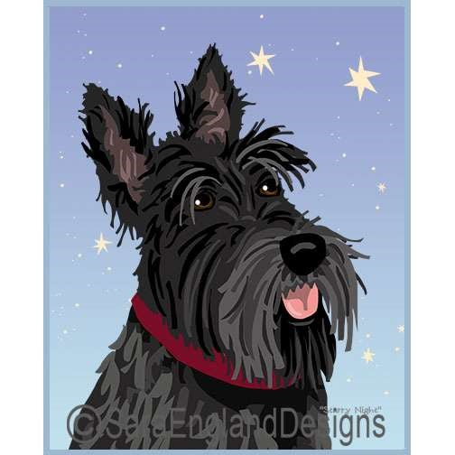 Scottish Terrier - Starry Night - Two Versions - Black