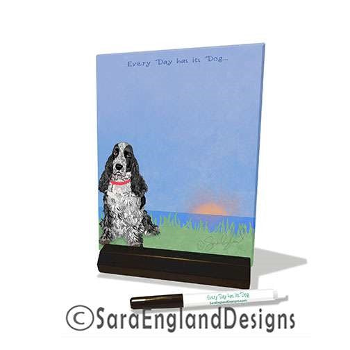 English Cocker Spaniel - Dry Erase Tile - Two Versions - Every Day Has Its Dog - Roan