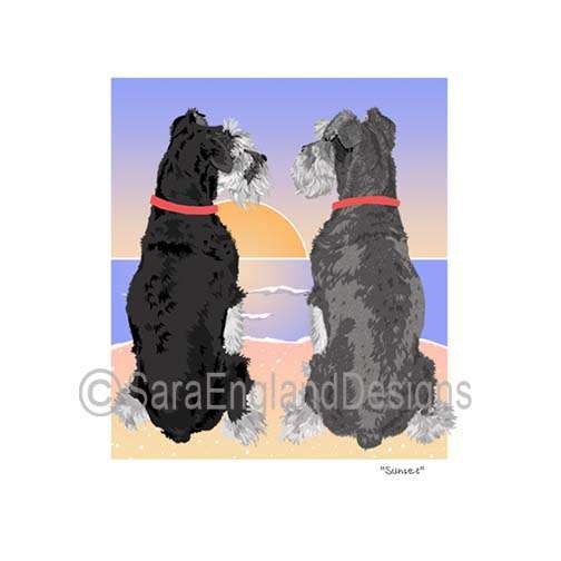 Schnauzer-Miniature - Sunset (W/ No Wine) - Two Versions - Natural Ears