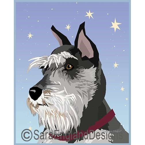 Schnauzer-Miniature - Starry Night - Two Versions - Cropped Ears