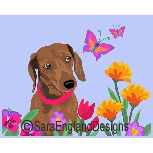 Dachshund-Smooth - Garden - Two Versions - Red