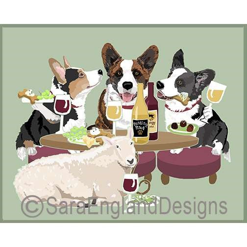 Cardigan Corgi - Dogs Wineing - Three Versions - Red With Sheep