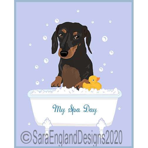 Dachshund-Smooth - My Spa Day - Two Versions - Black & Tan