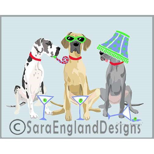 Great Dane - Party Animals - Two Versions - Natural Ears