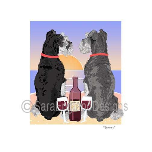 Schnauzer-Miniature - Sunset (W/ Wine) - Two Versions - Natural Ears