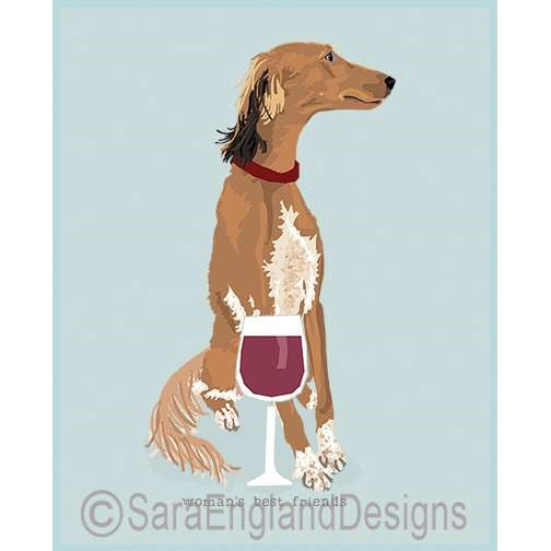 Saluki - Woman's Best Friends - Two Versions - Red