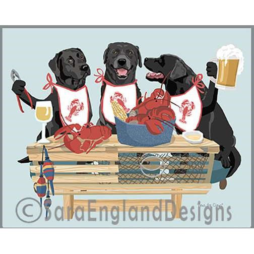 Labrador Retriever - Lobster Feast - Four Versions - Black
