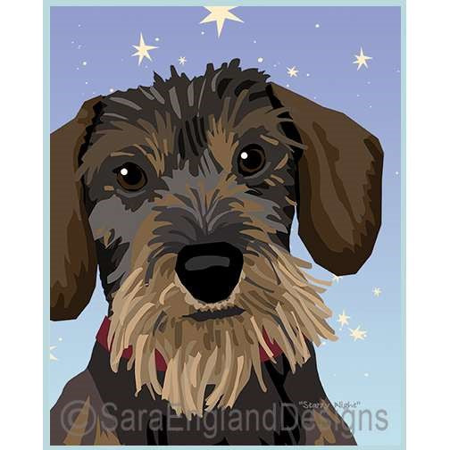 Dachshund-Wire - Starry Night - Two Versions - Black & Tan