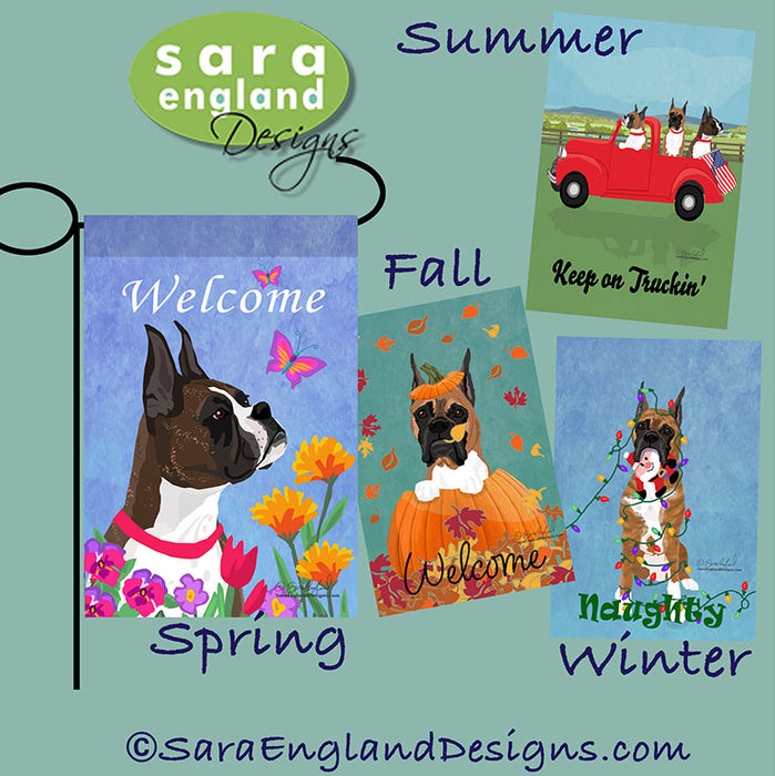 Boxer Four Seasons Flag Set - Set of 4 Flags - One Predetermined Design for Each Season