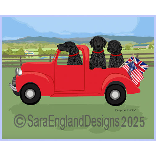 Curly Coated Retriever - Keep On Truckin'-Black