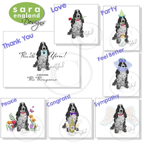 English Cocker Spaniel - Greeting Cards - "Love Notes" - 6 Designs - 12 to 24 Per Pack