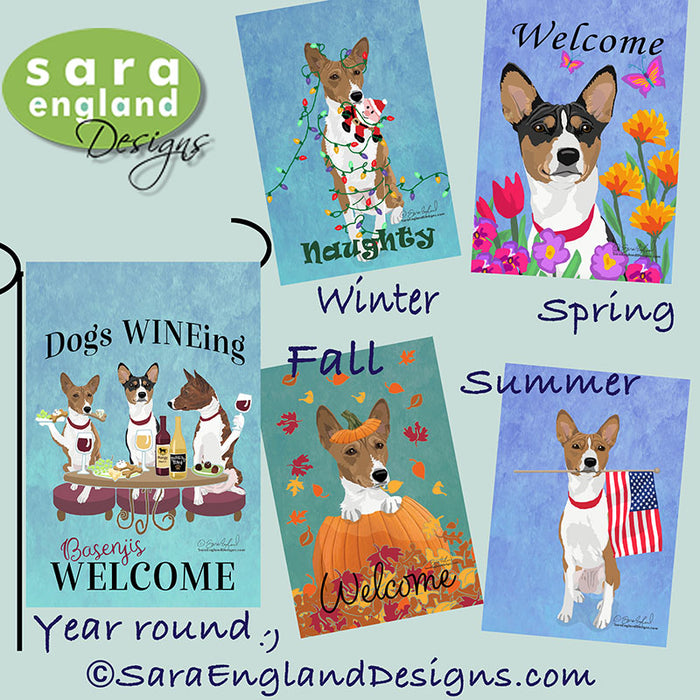 Basenji Four Seasons Flag Set - Set of 4 Flags - One Predetermined Design for Each Season