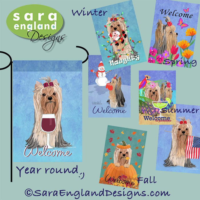 Yorkshire Terrier Four Seasons Flag Set - Set of 4 Flags - One Predetermined Design for Each Season