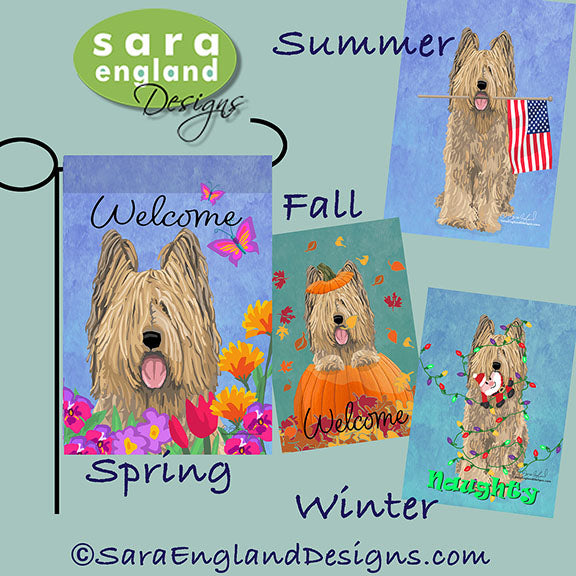 Briard Four Seasons Flag Set - Set of 4 Flags - One Predetermined Design for Each Season