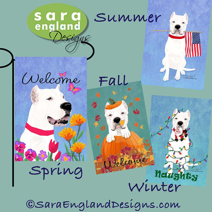 Dogo Argentino Four Seasons Flag Set - Set of 4 Flags - One Predetermined Design for Each Season