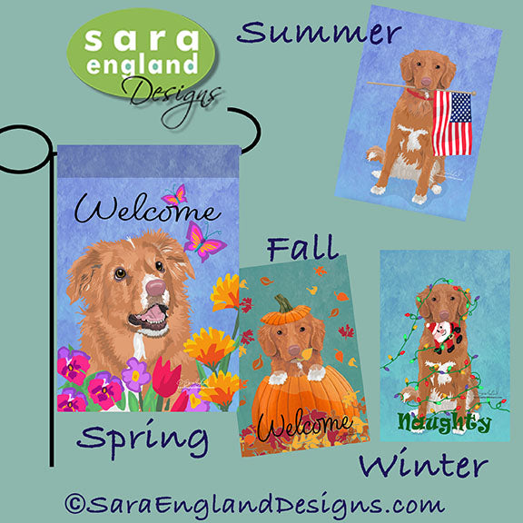 Nova Scotia Duck Tolling Retriever Four Seasons Flag Set - Set of 4 Flags - One Predetermined Design for Each Season
