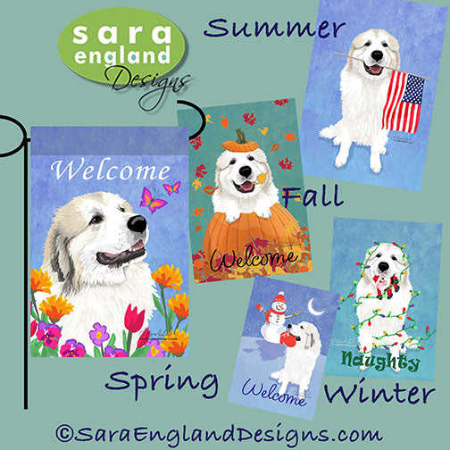 Great Pyrenees Four Seasons Flag Set - Set of 4 Flags - One Predetermined Design for Each Season