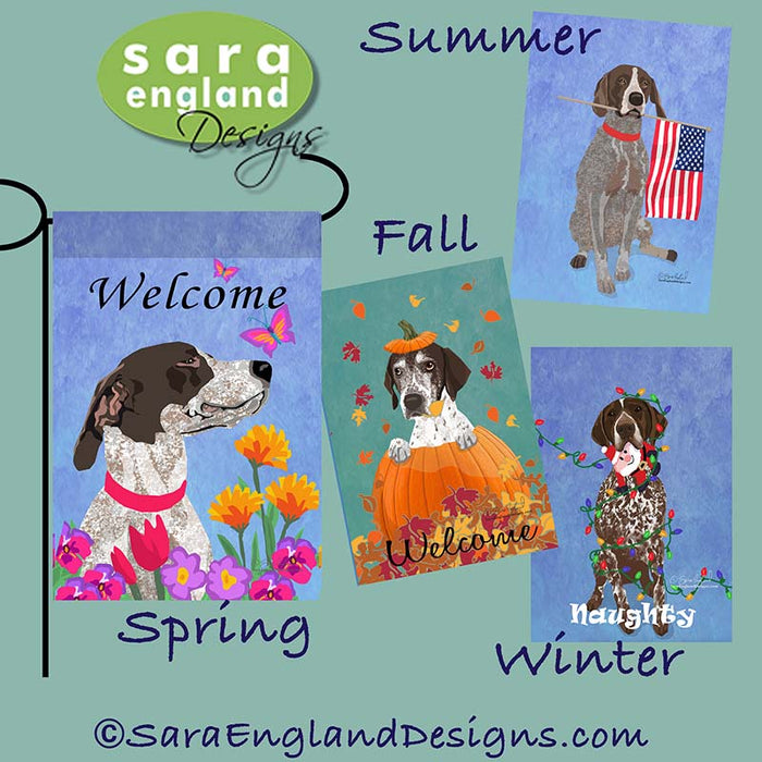 German Shorthaired Pointer Four Seasons Flag Set - Set of 4 Flags - One Predetermined Design for Each Season