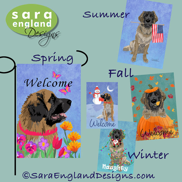 Leonberger Four Seasons Flag Set - Set of 4 Flags - One Predetermined Design for Each Season