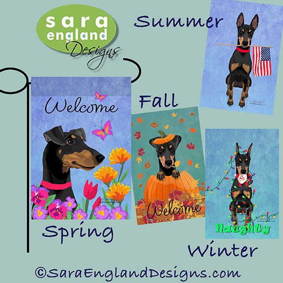 Manchester Terrier Four Seasons Flag Set - Set of 4 Flags - One Predetermined Design for Each Season (Copy)