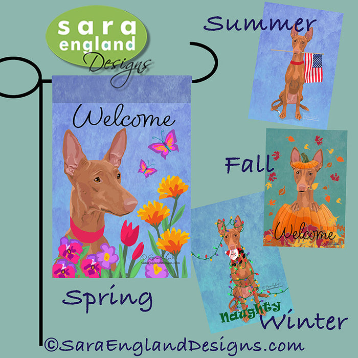 Pharaoh Hound Four Seasons Flag Set - Set of 4 Flags - One Predetermined Design for Each Season