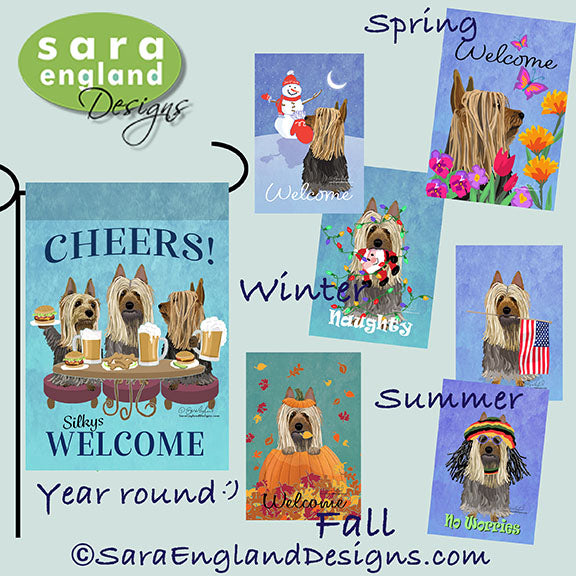 Silky Terrier Four Seasons Flag Set - Set of 4 Flags - One Predetermined Design for Each Season