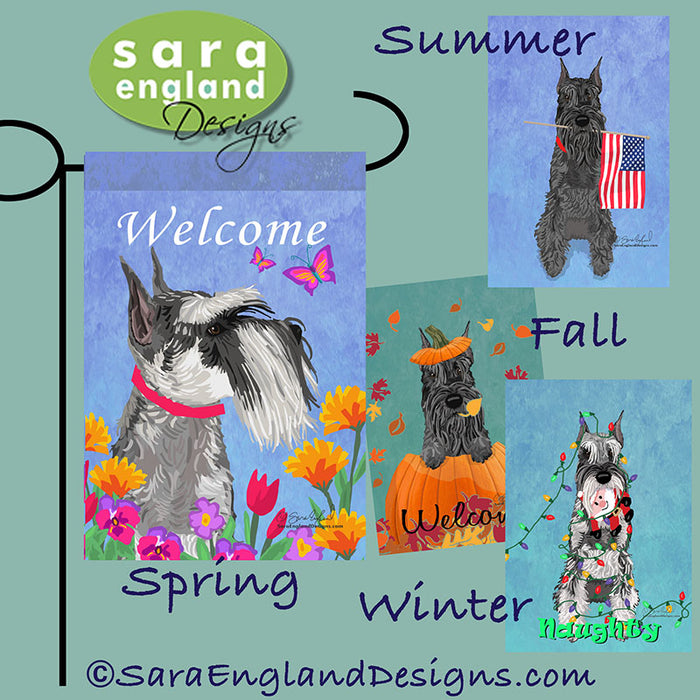 Standard Schnauzer Four Seasons Flag Set - Set of 4 Flags - One Predetermined Design for Each Season