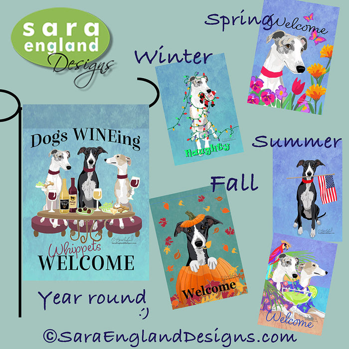 Whippet Four Seasons Flag Set - Set of 4 Flags - One Predetermined Design for Each Season
