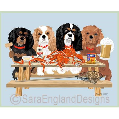Cavalier King Charles Spaniel - Crab Feast - Two Versions - Four