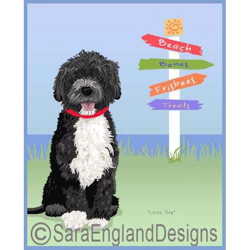 Portuguese Water Dog - Lucky Dog - Two Versions - Black