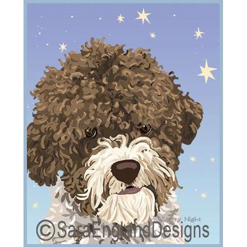 Lagotto Romagnolo - Starry Night - Two Versions - Brown & White