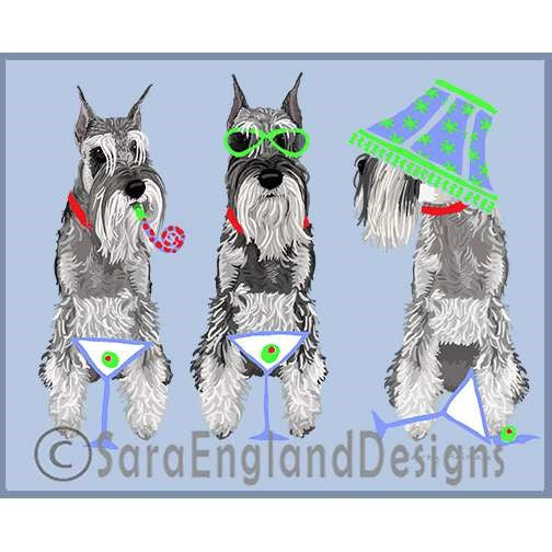 Schnauzer-Standard - Party Animals - Two Versions - Gray