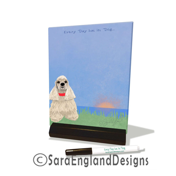 Cocker Spaniel - Dry Erase Tile - Three Versions - Every Day Has Its Dog - Buff