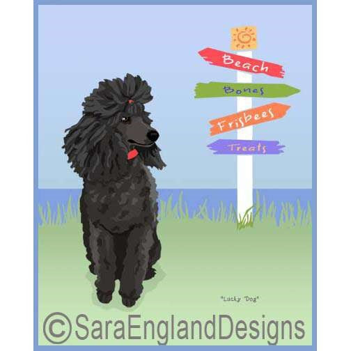 Poodle-Standard - Lucky Dog - Three Versions - Black