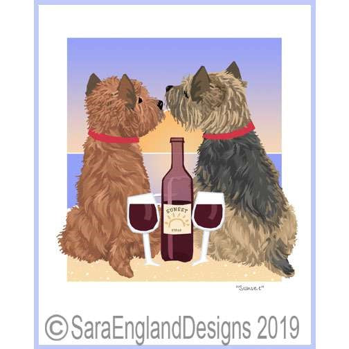 Norwich Terrier - Sunset - Wine
