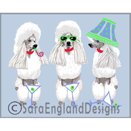 Poodle-Standard - Party Animals - Four Versions - White