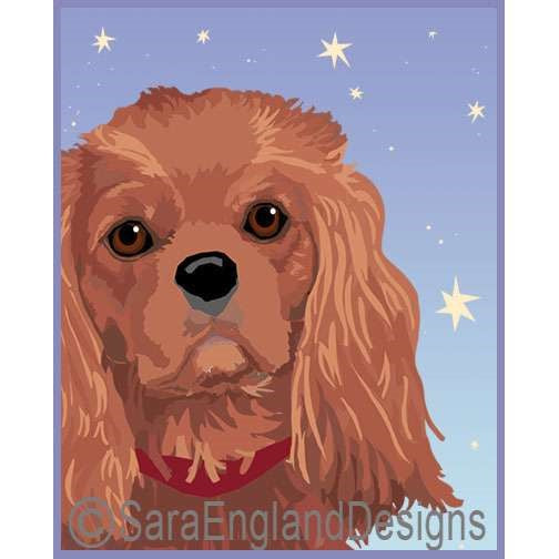 Cavalier King Charles Spaniel - Starry Night - Four Versions - Ruby