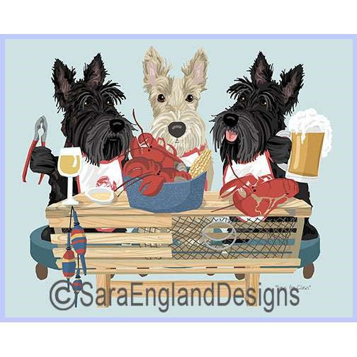 Scottish Terrier - Lobster Feast - Two Versions - Mixed