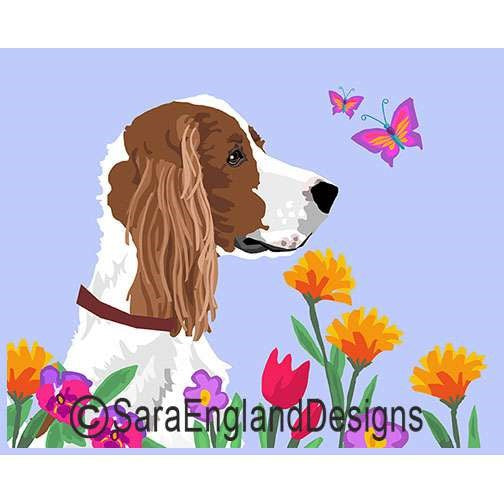 Irish Red & White Setter - Garden — Sara England Designs