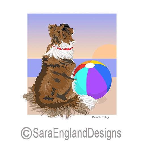 Shetland Sheepdog (Sheltie) - Beach Day - Two Versions - Sable