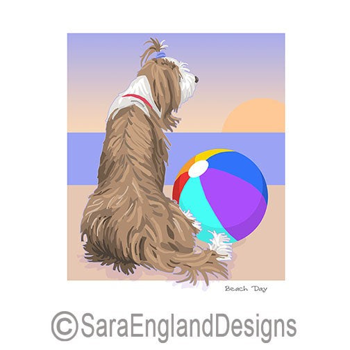 Bearded Collie - Beach Day - Three Versions - Brown