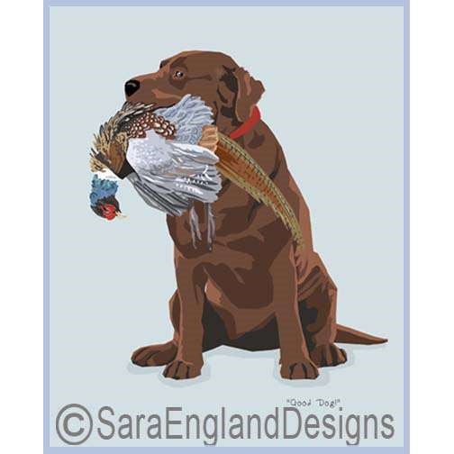 Labrador Retriever - Good Dog Pheasant - Four Versions - Chocolate