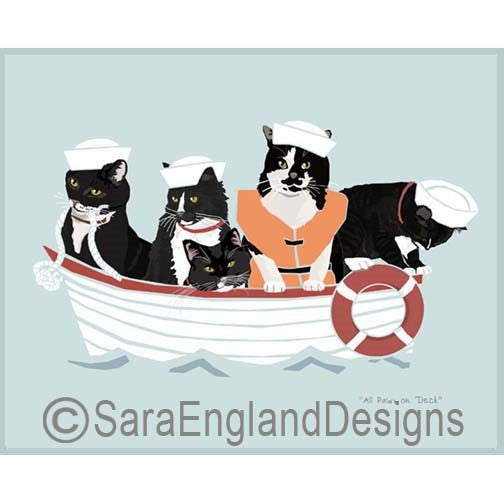 Cats - All Paws On Deck - Three Versions - Black&White