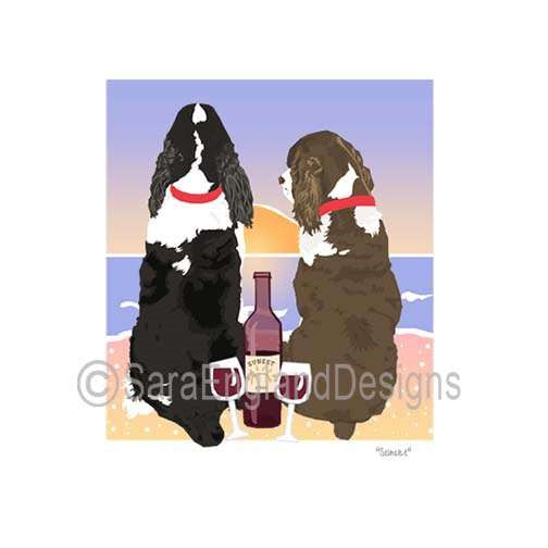 English Springer Spaniel - Sunset (W/ Wine) - Three Versions - Mixed