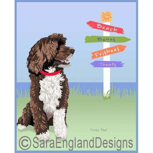 Portuguese Water Dog - Lucky Dog - Two Versions - Brown