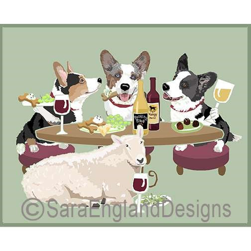 Cardigan Corgi - Dogs Wineing - Three Versions - With Sheep